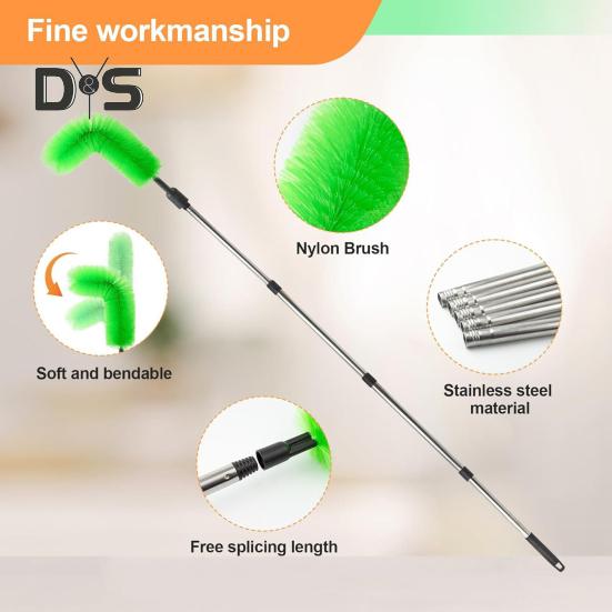 Telescopic Gutter Cleaning Brush Gutter Cleaner Tool with 8 Detachable Telescopic Pole And 2 Cleaning Brushes