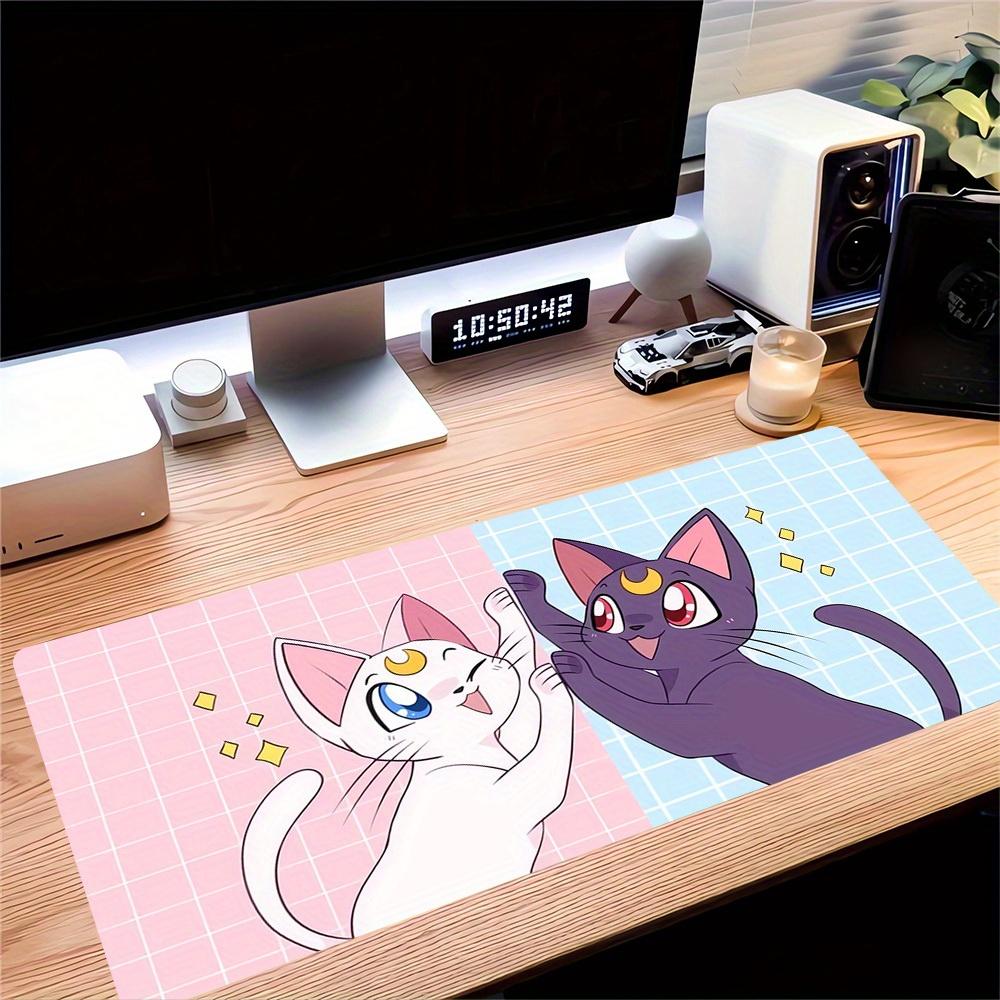 Large Multi-Size Non-Slip Rubber Base Cats, Friendship, Anime Mouse Pad, Stitched Edges Keyboard Desk Mat for School, Office, Home, Gift for