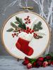 4 Sets Christmas Embroidery Kits with Pattern Needles Threads Tools Handmade Sewing Xmas Crafts Set for Adults Beginner