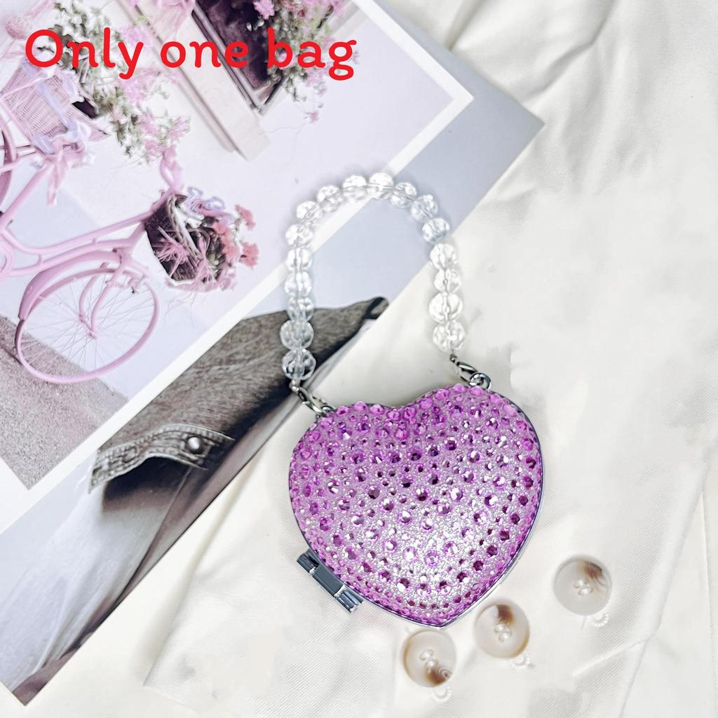 Acrylic Mini Heartshaped Box Bag With Sparkling Crystals And Magnetic Closure For Daily Use