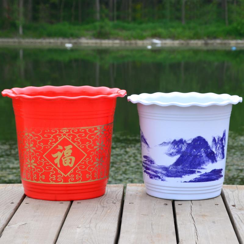 Plastikowa Falista Doniczka Zagęszczona Biała w Stylu Chińskim Jednostka Krajobrazowa Odpowiednia dla Dużych i Średnich Roślin Doniczkowych