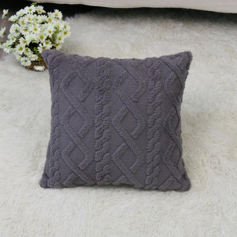 New Style Sofa Pillow Jacquard Plush Geometric Three-dimensional Pillow Case Living Room Bedside Cushion Cushion