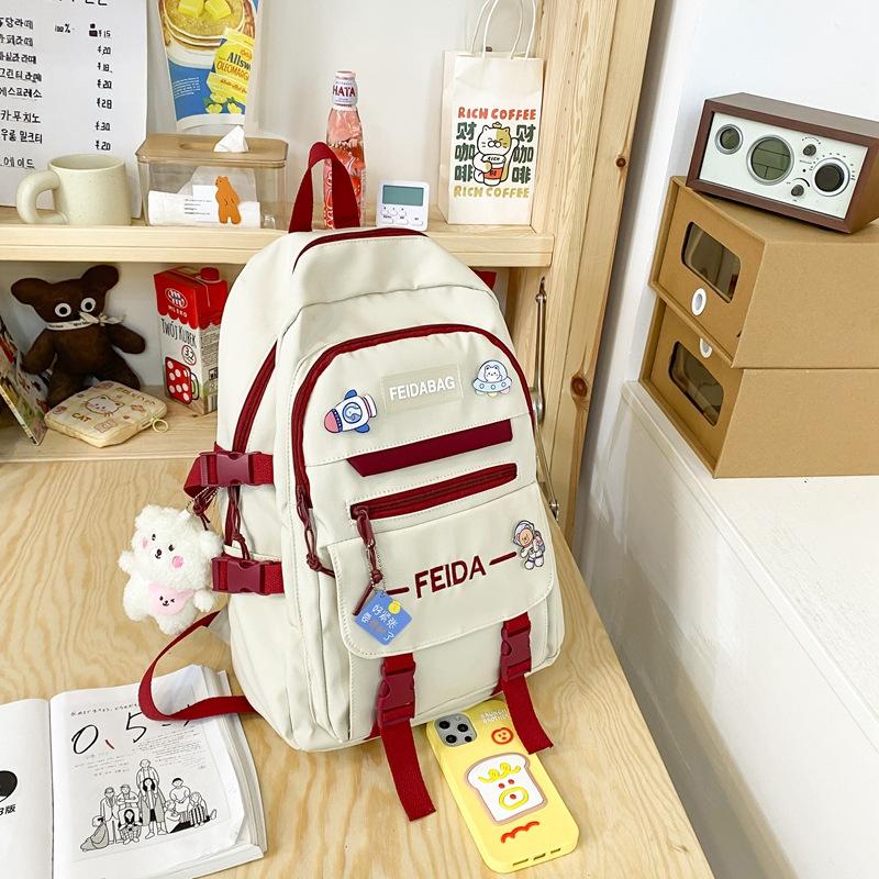 Schoolbag new schoolbag female junior high school Korean version large capacity double backpack primary school students third to sixth grade cute