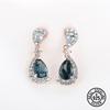 Cercei cu pietre prețioase din argint 925 pentru femei Sky London Blue Topaz Lovely Ear Drop Cadouri de aniversare de dragoste Bijuterii fine