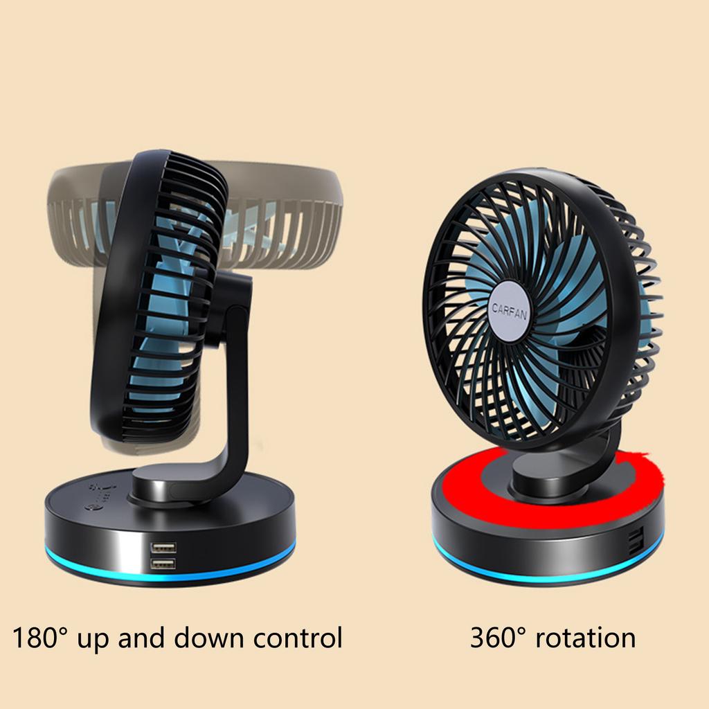Electric Fan USB/Cigarette Lighter Plug Cooling Fan Foldable Air Circulator Fan for Car SUV Home 4 Gear Car Fan