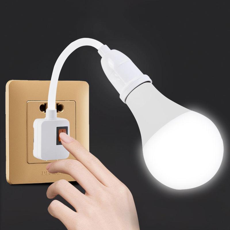 1 Piece Eu/Uk Plug Led Table Lamp Hose Steering Lever E27 Direct Plug In Swivel Head E27 Socket Bulb Holder With Switch