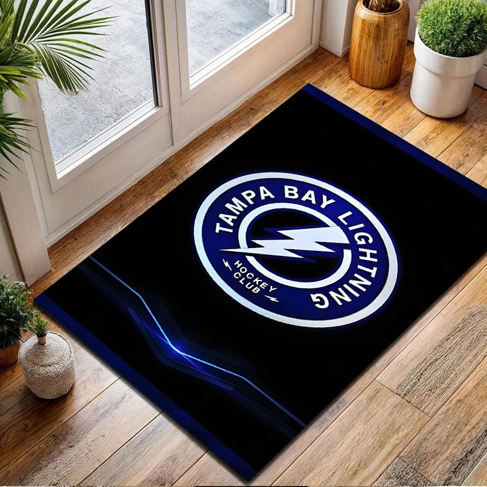 Tampa Bay Lightning Logo Rug Design Patterned carpet, non slip mat suitable for living room and bedroom sofas