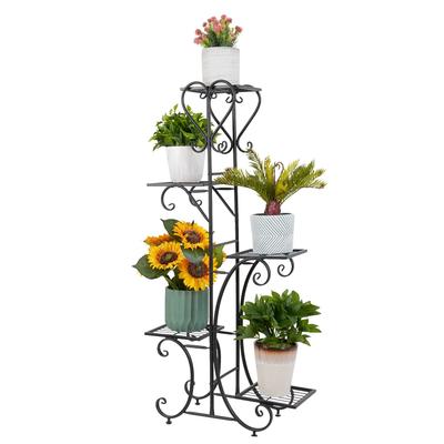 Susire Flower 5 Gardening Flower High Height Living Balcony Stand, Iron, Indoor, Tiers, Black, Entryway, Stylish, Large, Slim, Rack, Houseplant,