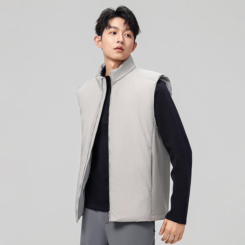 Men's Casual Down Vest - Solid Color, Warm, Loose Fit for Autumn/Winter Fashion