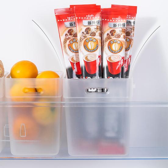 2Pcs Refrigerator Storage Box Transparent Buckle Design PP Fridge Side Door Food Holder for Kitchen