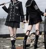 ONE Uniform Cosplay Dlouhý rukáv Silný kabát Bílá Halenka Sukně Kravata Gotická Lolita Cosplay Costume Layer Minisukně Černá Vojenská Uniforma Lolita plisovaná