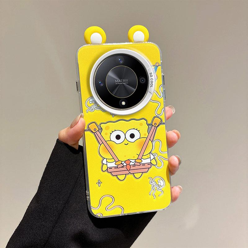 KEYSION Husă Drăguță cu Urechi de Desene Animate pentru HONOR X9b 5G cu Șnur Silicon Moale+PC Rezistent la Șocuri Husă de Telefon pentru Huawei Magic 6 Lite 5G