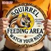 Vintage Metal Tin Sign Funny Garden Decor Squirrel Warning Durable Outdoor Plaque