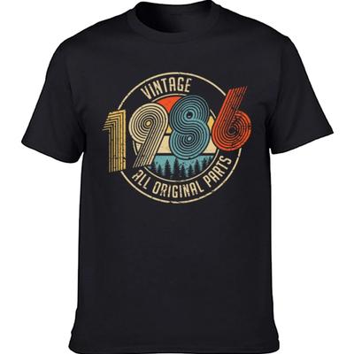 Funny Vintage 1986 All Original Parts Birthday Gifts T Shirts Tee Tops Round Neck ShortSleeve Tshirt Casual Basic Tshirts