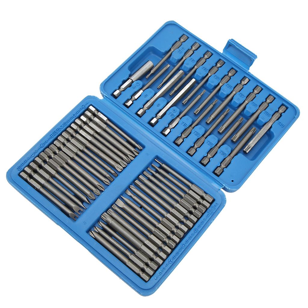 50pcs Extra Long Security Bit Set Square Flat Hex Spline Clutch Torq Multi Sizes Screwdriver Bits