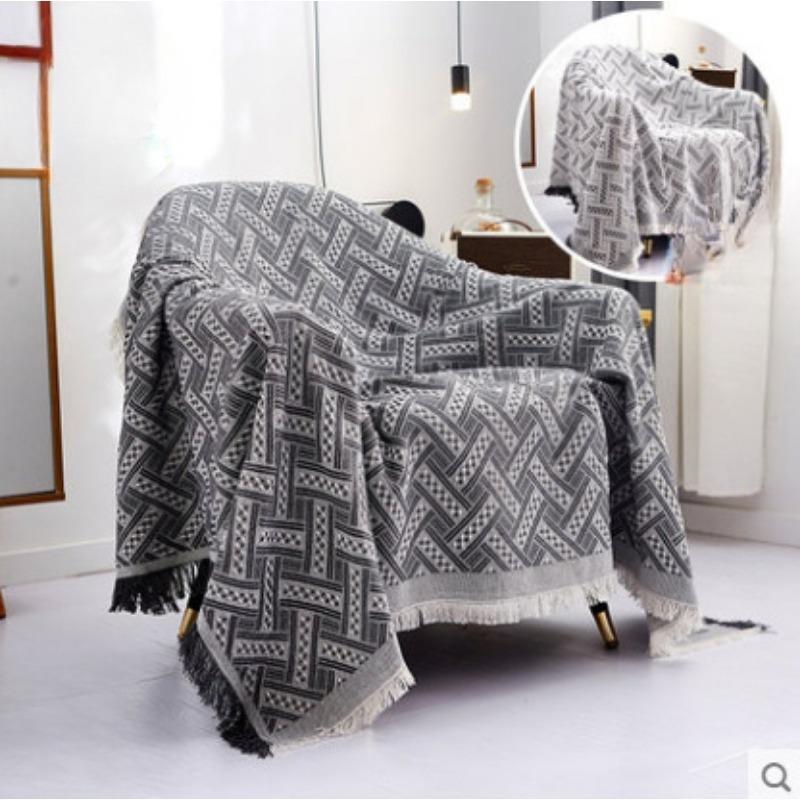 

Полотенце для дивана, простой чехол для дивана, одеяло на четыре сезона, полностью покрытый чехол, ткань из скандинавского свежего хлопка, тканый чехол для дивана 90*90