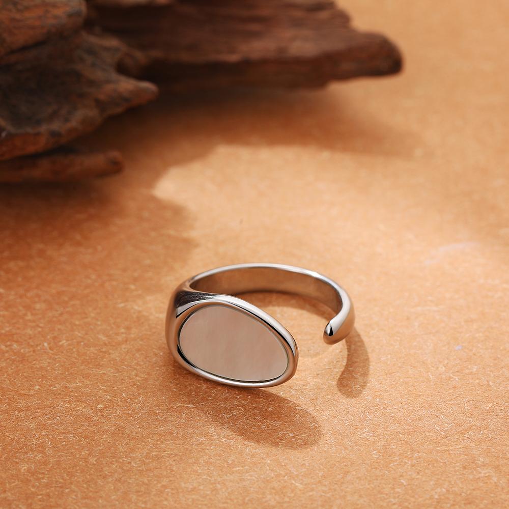 

Stainless Steel Irregular Geometric Rings for Women Minimalist Smooth Wide Chunky Opening Ring Statement Zircon Gift