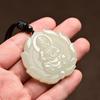Unisex Imitation Hetian Jade Guanyin Pendant with Lotus Design - Hanging Ornament Gift