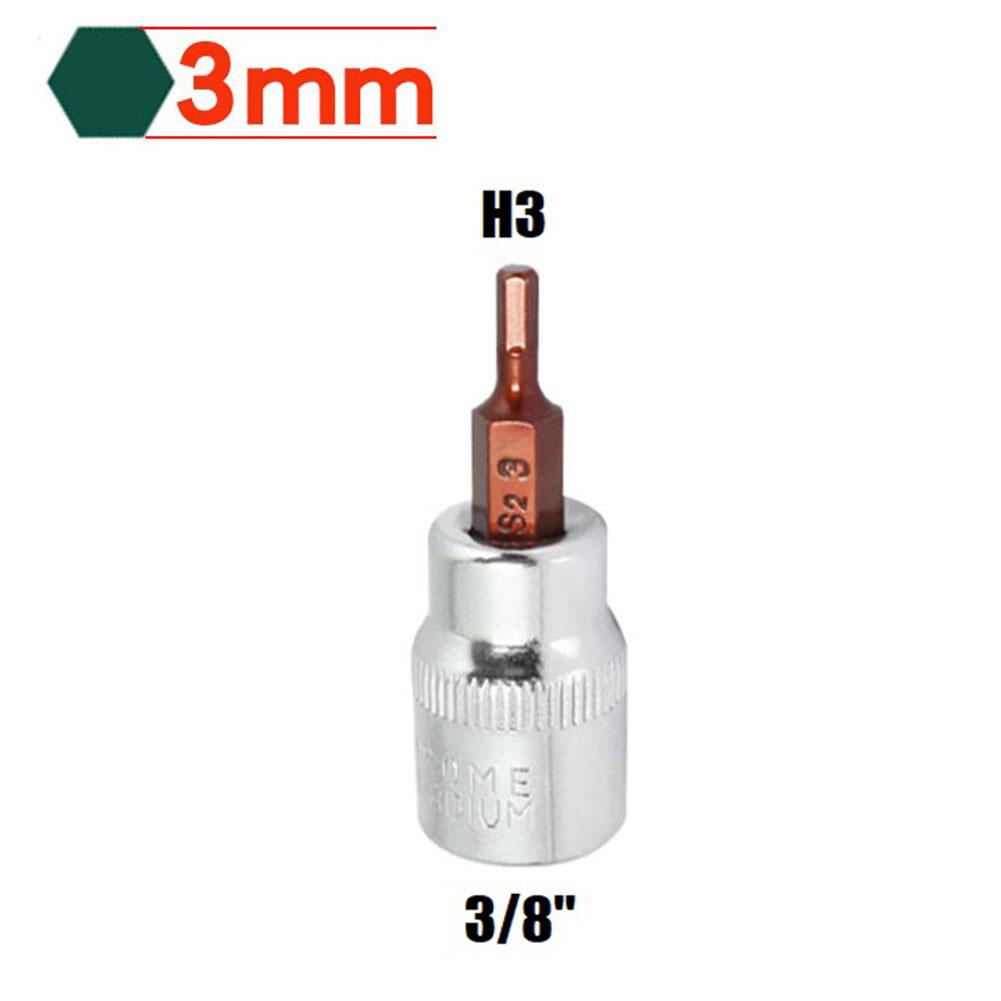 1pcs 3/8 Square Drive Socket Wrench Hex Screwdriver Bits H3 H4 H5 H6 H8 H10 Hexagon Ratchet Wrench Bit Socket Tool