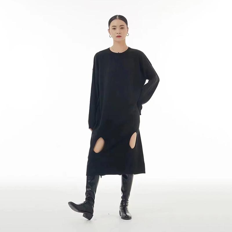 Xitao Fashion Hollow Out Dress Solid Color Casual Women WLD9484