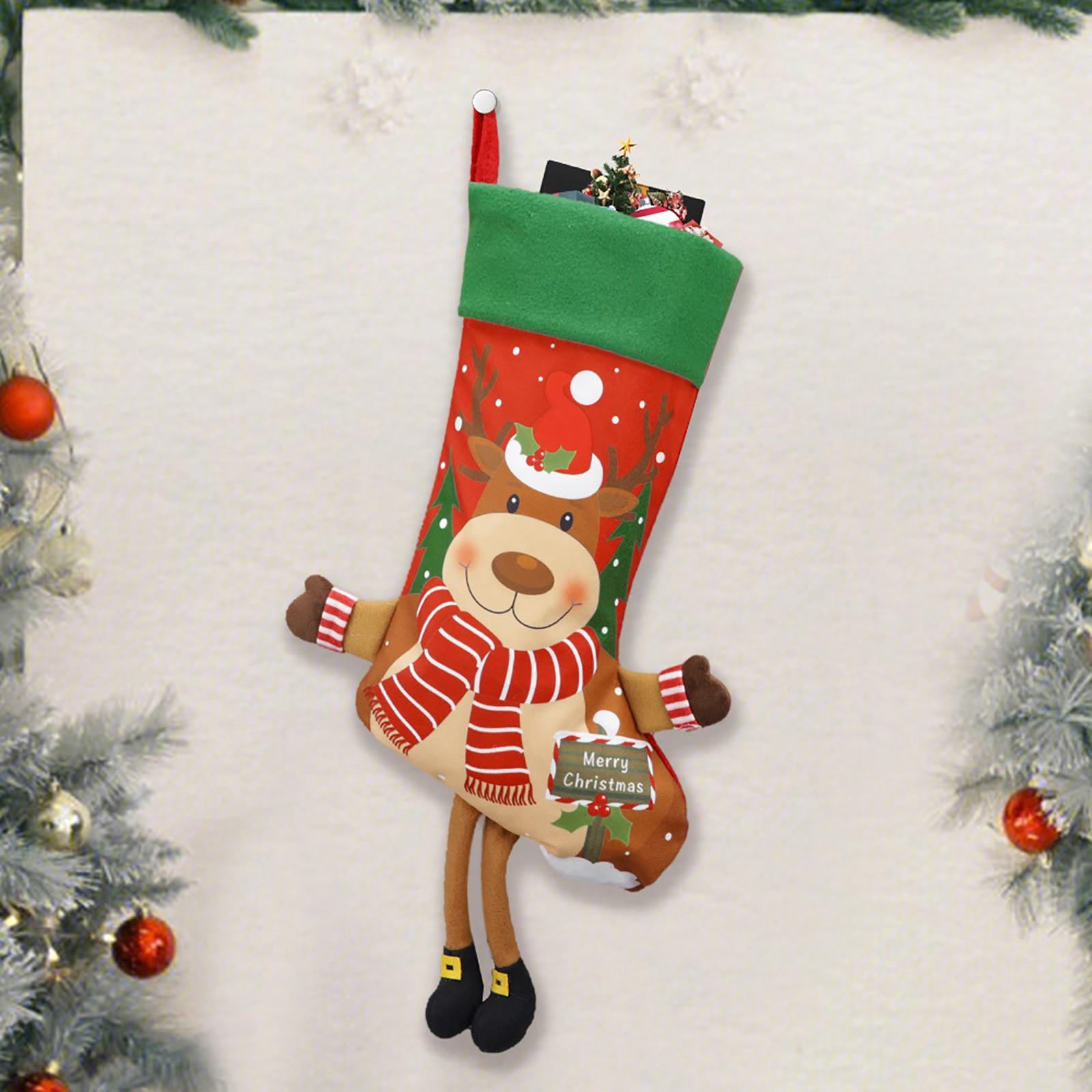 

Рождественские чулки с именами, семейные рождественские чулки, елочные украшения, 18,7-дюймовые большие вязаные рождественские чулки с изображением Клауса, лося, медведя, подарки для детей One Size