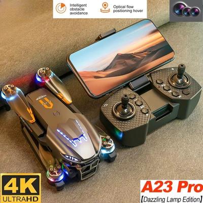 New A23 Mini Drone 4K HD ESC 3 Camera Brushless LED Drone WiFi FPV Obstacle Avoidance Foldable Quadcopter RC Helicopter Kids Toy Gift