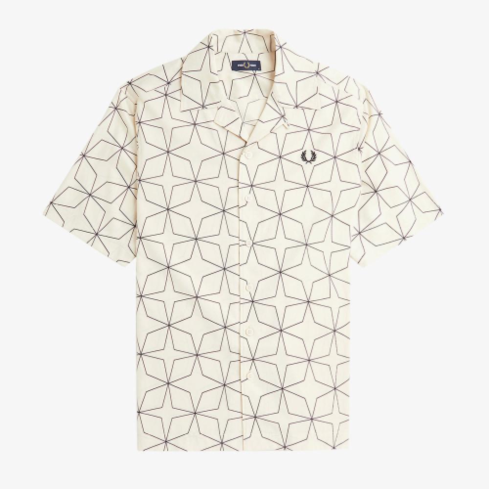 Fred Perry [sharp] Geometric Print Revere Collar Shirt  560  Afpm2417785 560