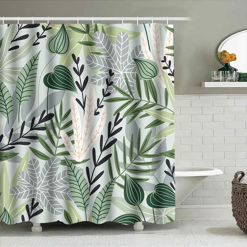 Colorful Floral Bath Curtain Printed Shower Curtain Decorative for Bathroom Home Decoration Set with Hooks (Red Purple Orange Ye