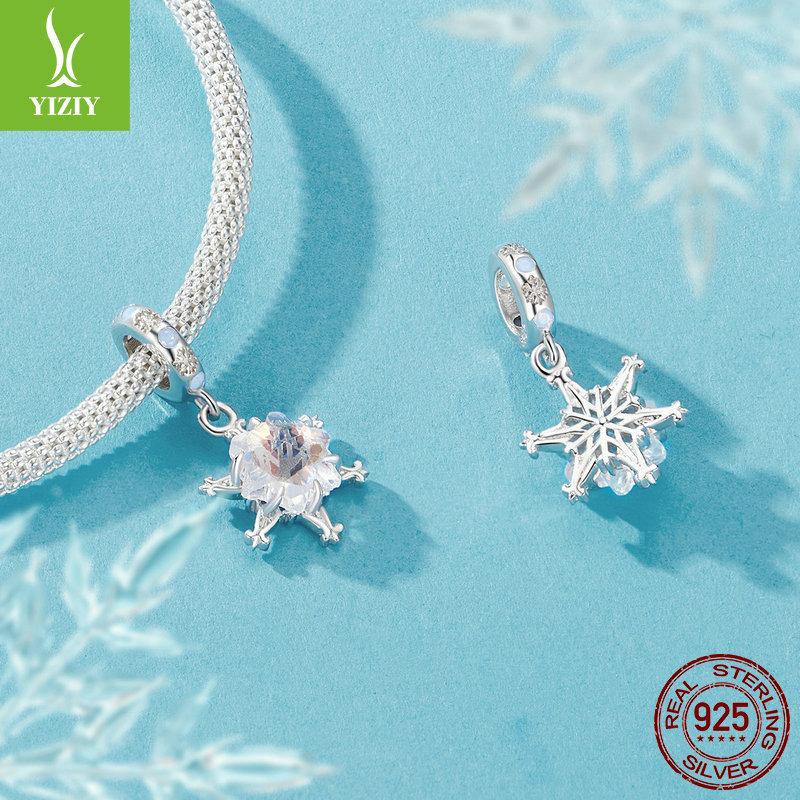 Winter Romantic Snowflake Diy Bracelet Beaded, Christmas Gift S925 Sterling Silver Bead Spacer Accessories