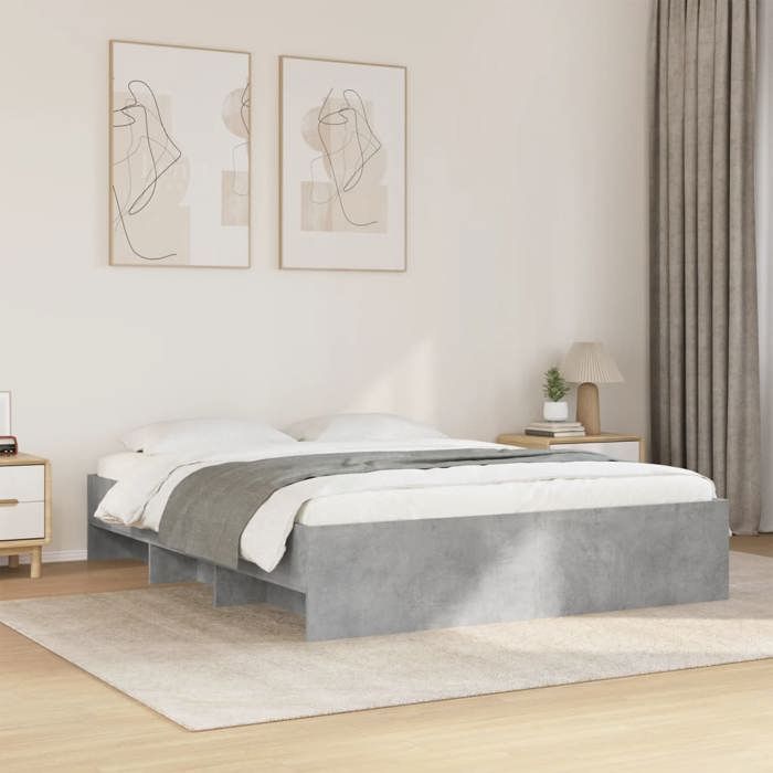 VidaXL Cadre de lit gris béton 160x200 cm bois d'ingénierie, meuble de chambre à coucher, lit double, sommier, lit, cadre de 3295642