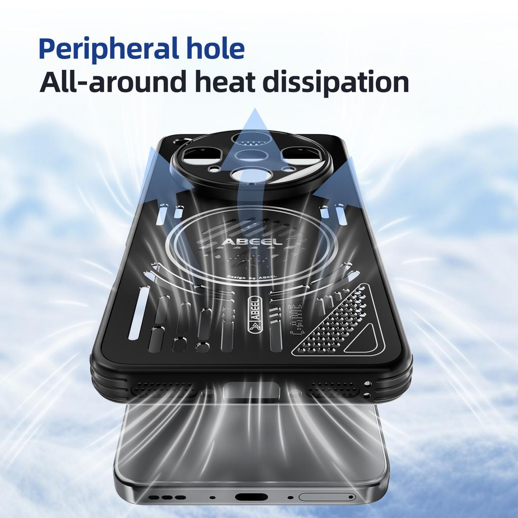 ABEEL For Oppo Find X8s 5G Magnetic Case Aluminium Alloy+PC+TPU Hollow Heat Dissipation Phone Cover