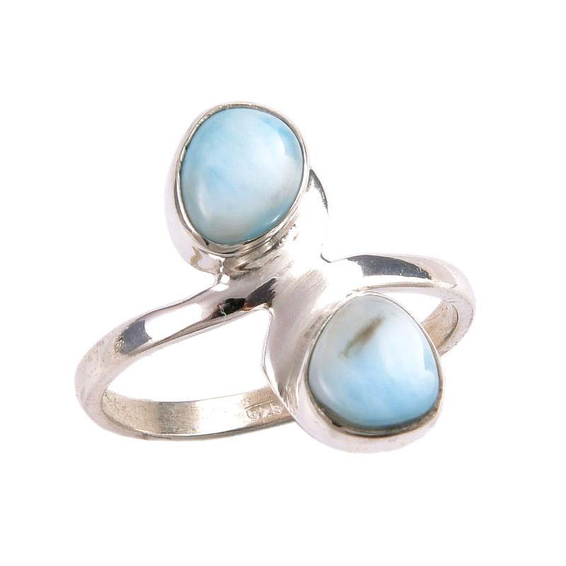 Natural Republic Larimar Edelstein handgefertigt 925 Massivsilber Geschenkring S.7 R2c03