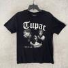 2Pac Herren T-Shirt Schwarz Grafik Rap Medium Baumwolle Rundhals Kurzarm
