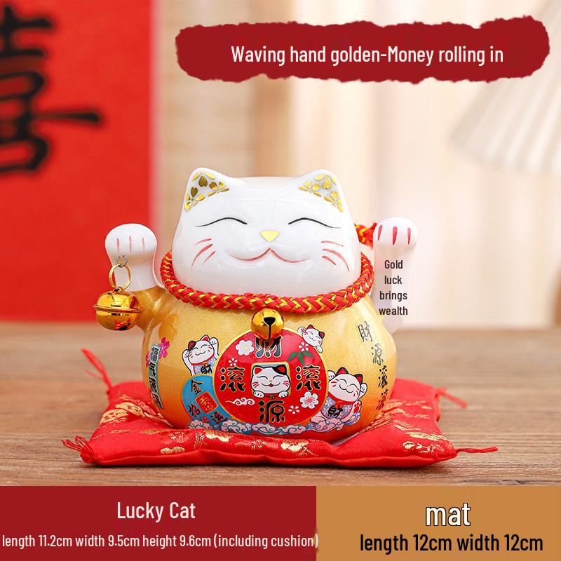 Керамическая машущая фигурка кота удачи для декора дома или магазина