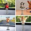 Strong Adhesive Base Car Figurines Cute Cat/Dog/Elf Dashboard Decorations with Spring Swing Design, Double-sided 2D Flat Acrylic Desk Accessories for