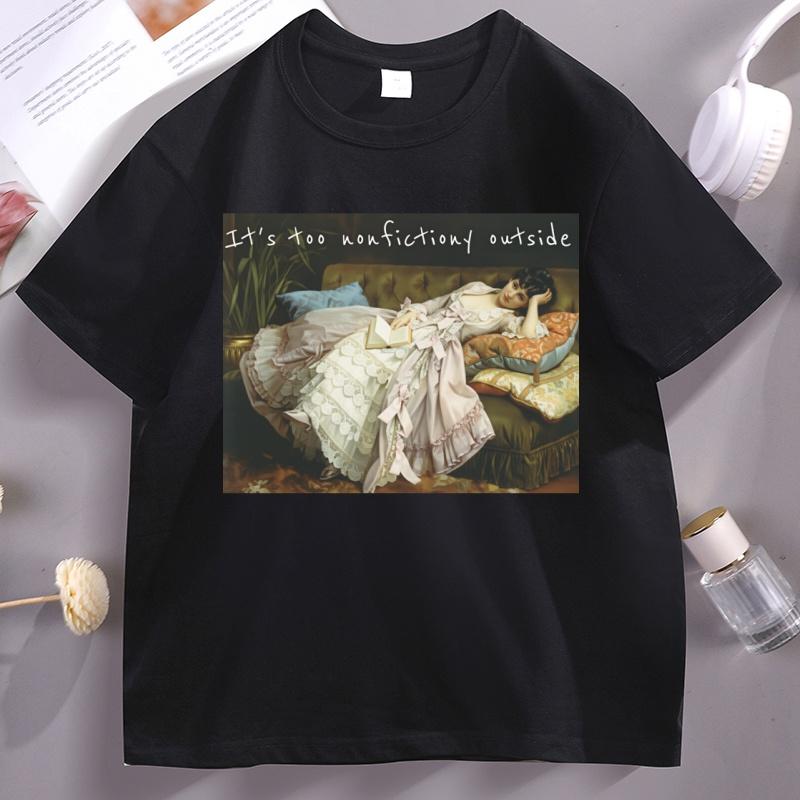 

Too Nonfictiony Outside T-Shirt Booktrovert Tshirt Book Lover Tee Fiction Reader Clothes Unisex Short Sleeve Printed Tshirts 5XL різнокольоровий