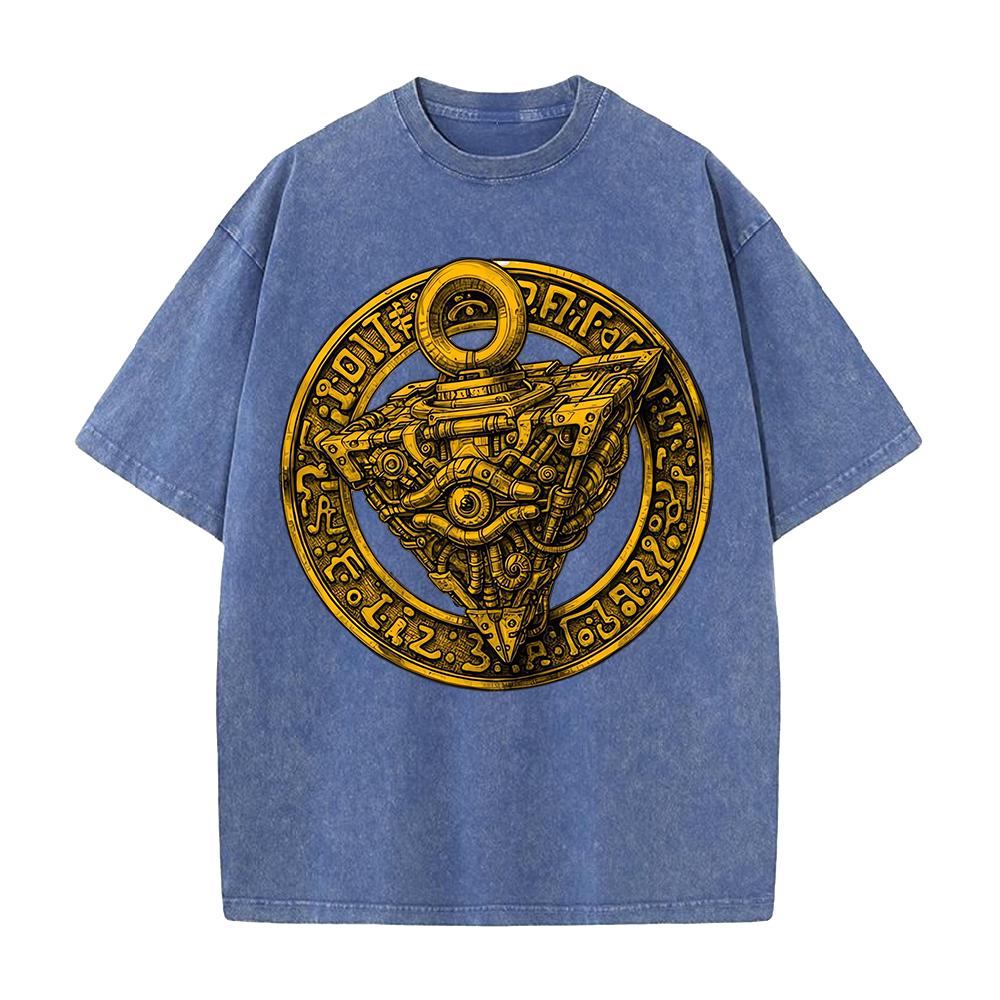 Graphic T-shirt Anime Washed Oversized T Shirt Men's Clothing Summer Pure Cotton Tees Tops