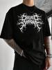 Gothic Dark Tribal Print Short Sleeved Tshirt Casual Round Neck Top Regular Couple Outfit