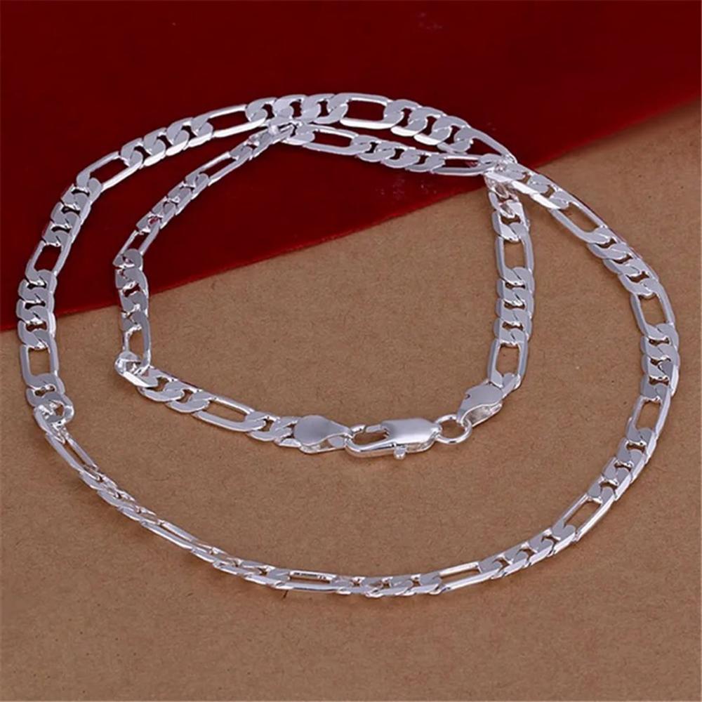925 Silver 6mm Flat Necklace, Fashion Jewelry for Men and Women, Wedding Accessories, Gifts