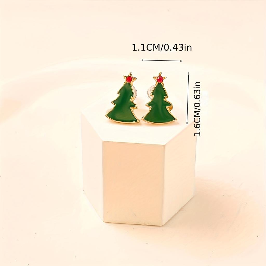 Vintage Classic Christmas Festive Stud Earrings Zinc Alloy No Plating Alloy Ear Needle Daily Wear For Winter Holiday Season 1 Pair