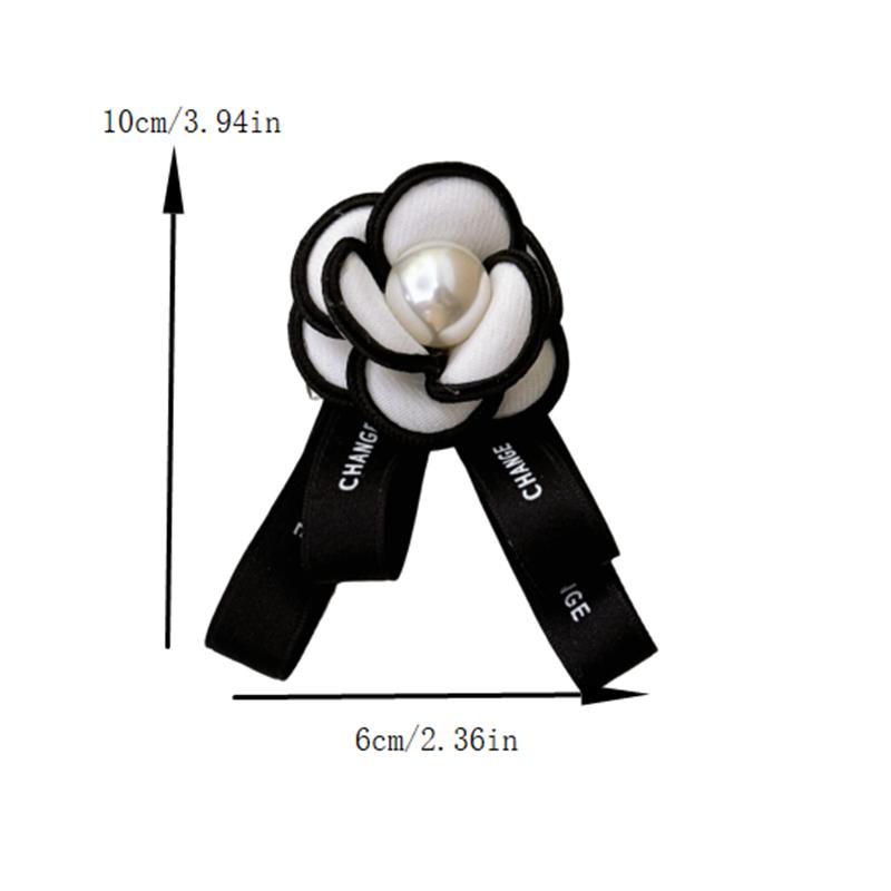 Kamelienperlenbrosche Ganzjahres-Universal-Trauerschmuck-Anstecknadel High-End Französisch Retro Elegant Tasche Stoff Schal Accessoire Brosche
