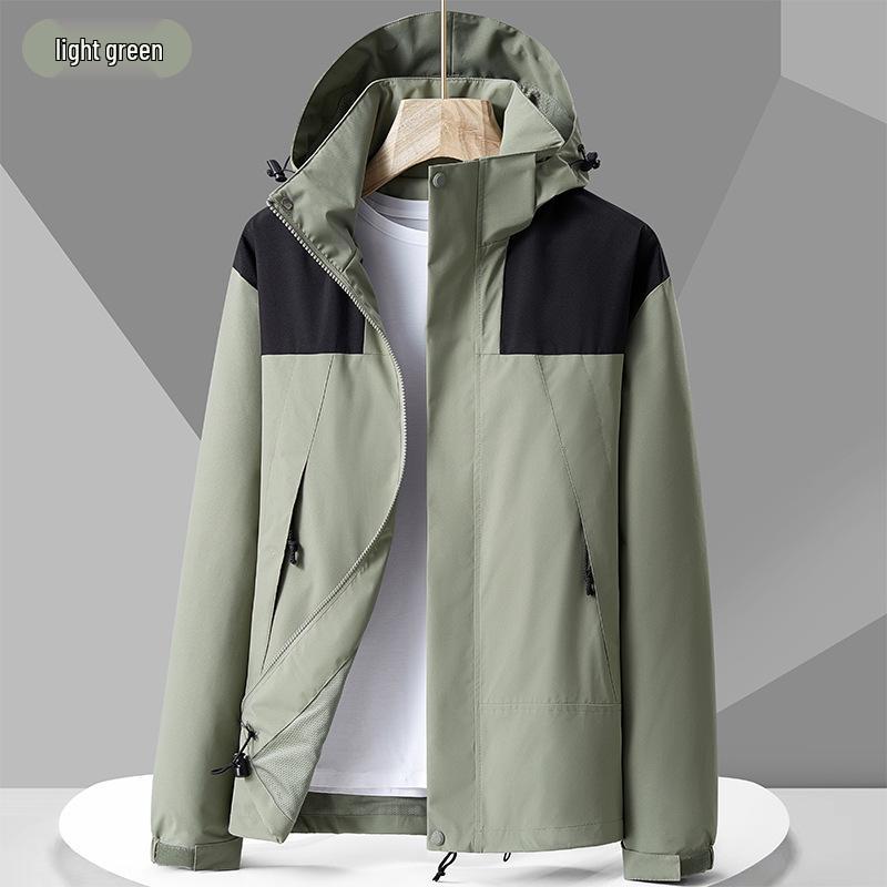 Spring & Autumn Waterproof Softshell Jacket for Outdoor Sports, Travel, Fishing, & Mountaineering with Detachable Hood
