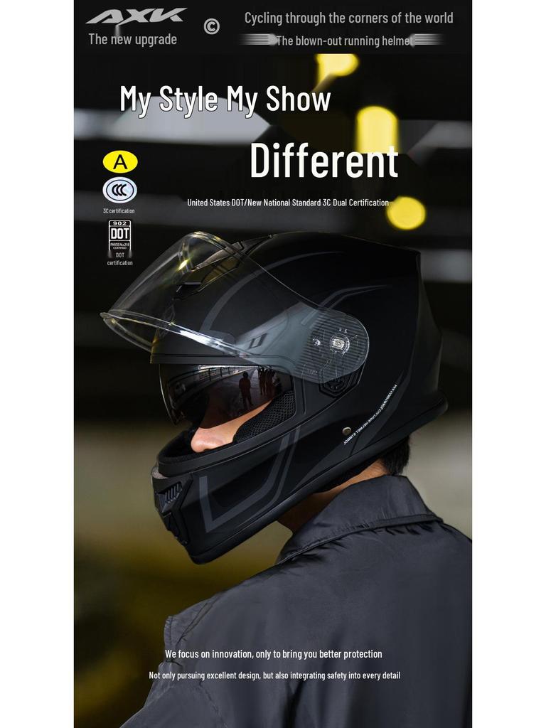 National Standard Certified Full Face Motorcycle Helmet - Four Seasons Universal, Warm, Anti-Fog