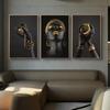 Black Woman with Gold Jewelry Canvas Wall Art - Modern Decorative Painting for Bedroom & Living Room