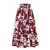 Printed Long Dress A Word Summer High-Grade Pleated Skirt Elastic Waist Women Clothes Print Long Dress Skirt