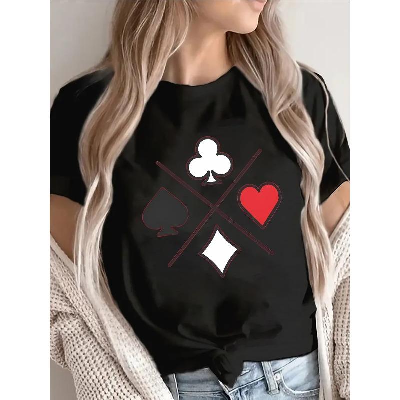 Lightweight And Durable Short-Sleeve T-Shirt Made of Featuring a Design with Poker Suit Symbols, S чёрный