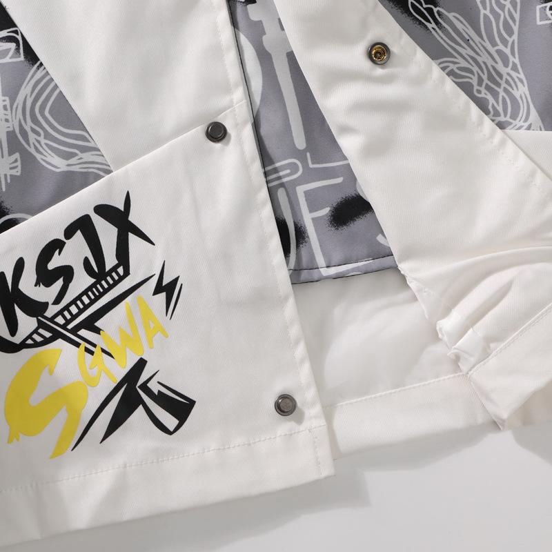 New autumn style youth trendy brand jacket pattern printed hooded top Hong Kong style jacket men's jacket