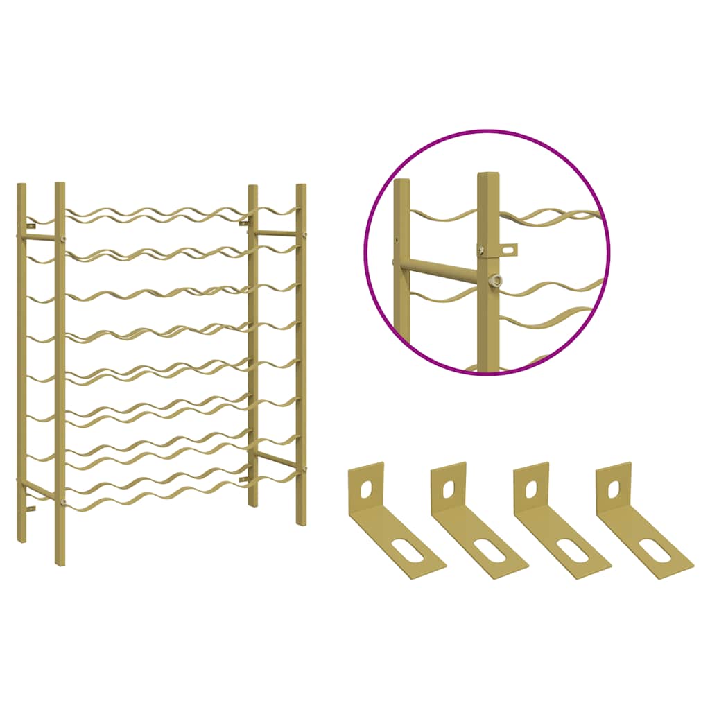 48 Bottle Wine Rack In Golden Metal