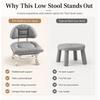 Rolling Low Stool with Backrest Padded Seat & Silent Casters Thick Foam Cushion Smooth Multidirectional Movement for Home Office Garage Shop Library