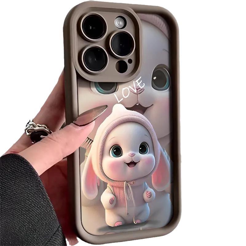 "Rozkošný pouzdro se zajíčkem pro iPhone 11/12/13/14/15 Pro Max - Měkká TPU ochrana"